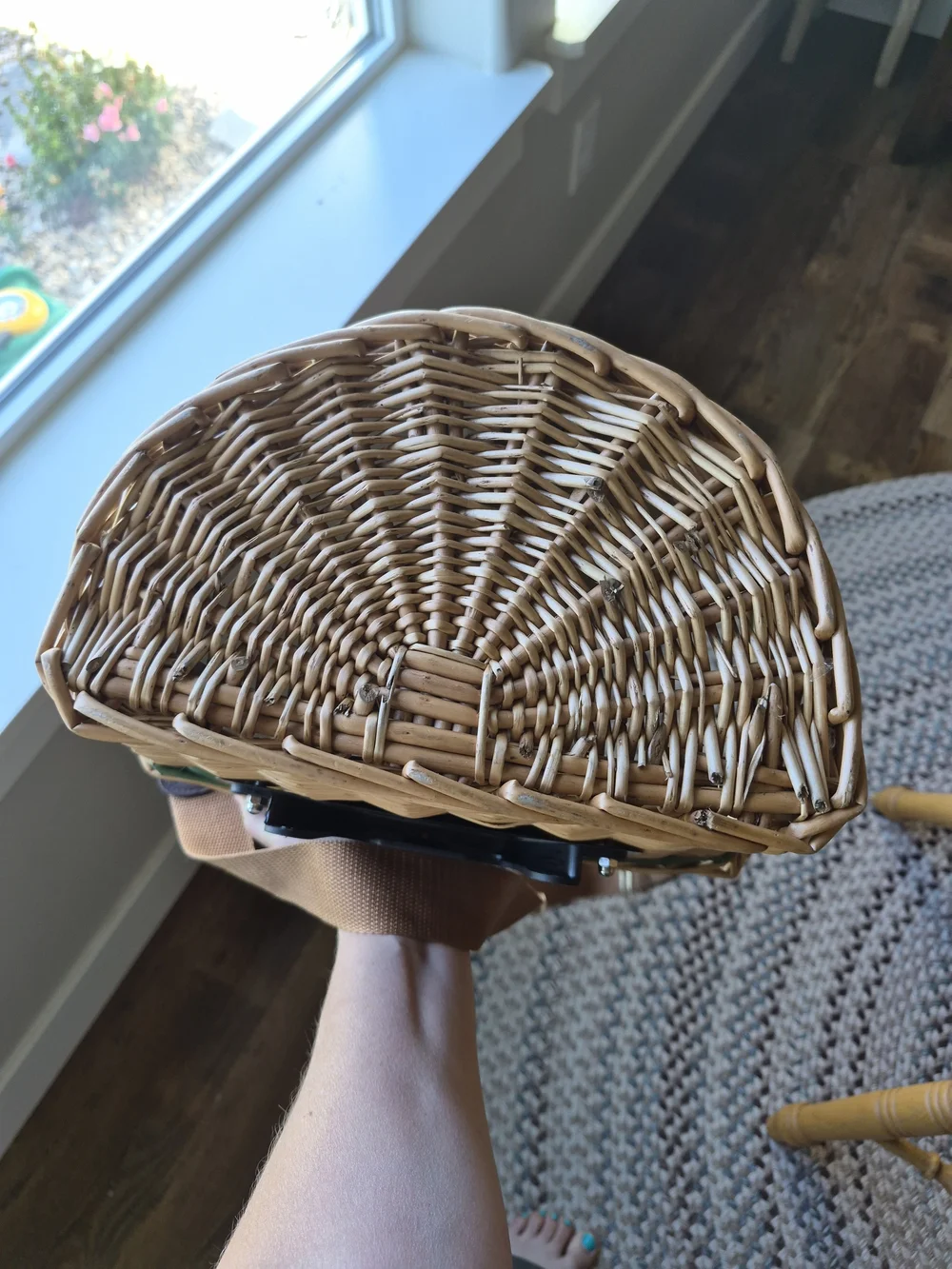 Sunlite Baskets Wicker Bike Basket with Green Trim